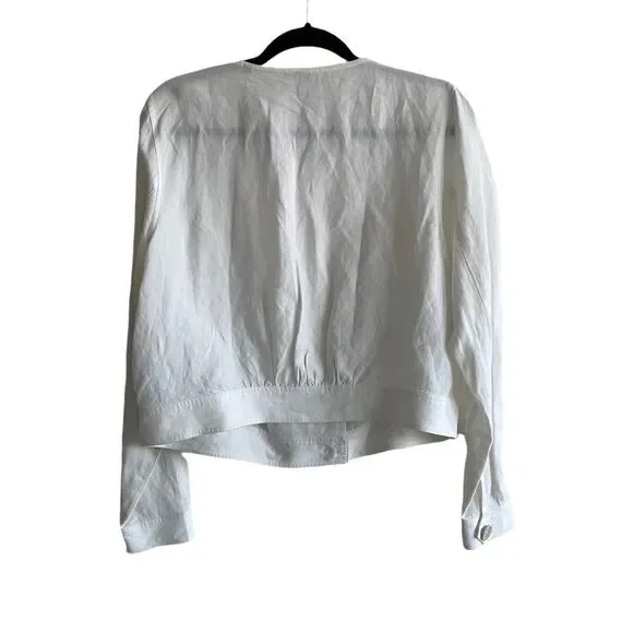 CABI Linen Double Breasted Jacket Blazer Cream Ivory L - Picture 5 of 9
